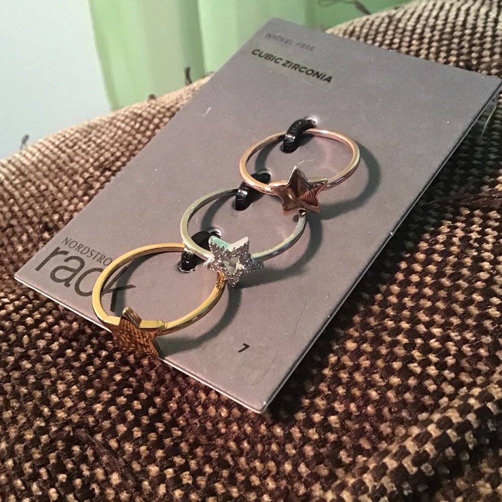 Tricolor stackable star ring set